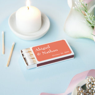Elegant Minimalist Coral Wedding Favor Matchboxes