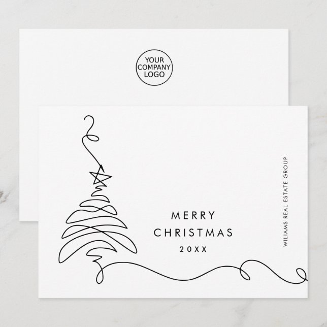 Elegant Minimalist Corporate Christmas Greeting Holiday Card (Front/Back)