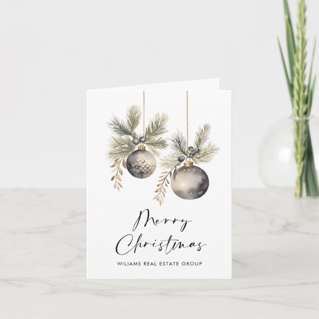Elegant Minimalist Corporate Christmas Greeting Holiday Card (Front)