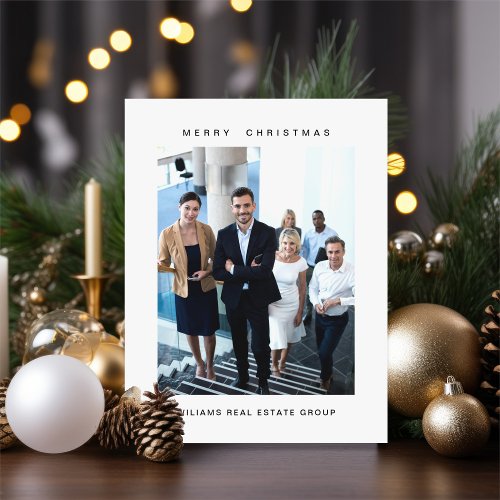 Elegant Minimalist Corporate Christmas Photo Holiday Postcard