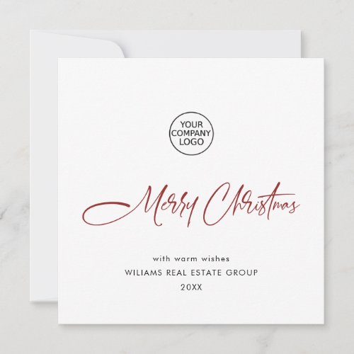Elegant Minimalist Corporate Christmas QR code Holiday Card