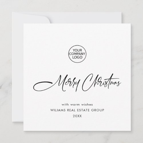 Elegant Minimalist Corporate Christmas QR code Holiday Card