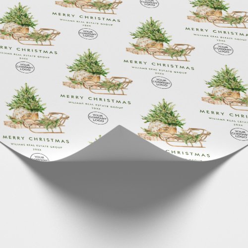 Elegant Minimalist Corporate Logo Christmas Wrapping Paper