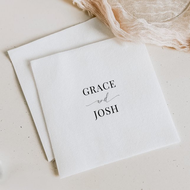 Elegant Minimalist Couple Name Wedding Napkins (Creator Uploaded)