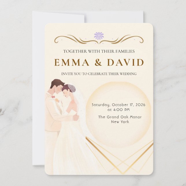 Elegant Minimalist Couple Wedding Invitation (Front)
