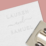 Elegant Minimalist Couple Wedding Monogram Embosser<br><div class="desc">Flowing script "and" joins the couple's first names in clean block lettering in this elegant minimalist wedding monogram embosser. Personalize with the bride and groom's first names for a timeless typographic monogram keepsake perfect for sealing wedding invitations, thank you cards, and favor tags. A thoughtful engagement or bridal shower gift....</div>