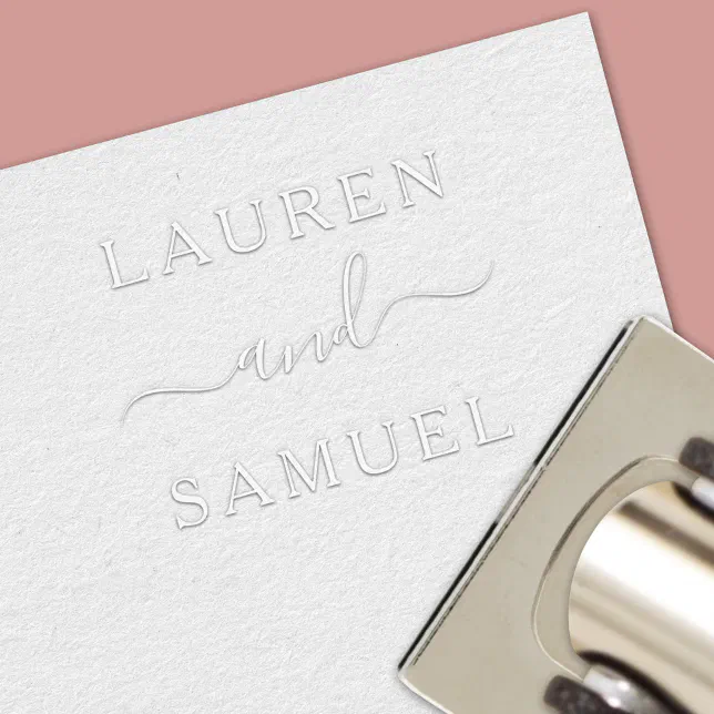 Elegant Minimalist Couple Wedding Monogram Embosser | Zazzle