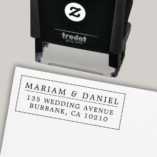 Elegant Minimalist Couples Wedding Return Address Self-inking Stamp