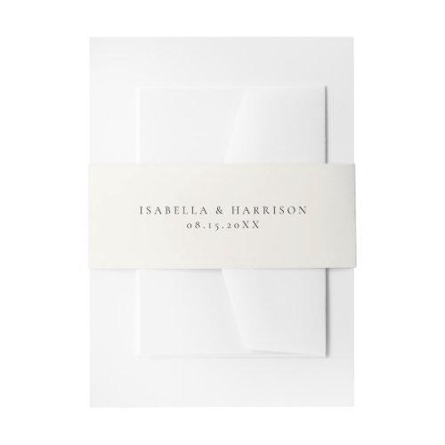 Elegant Minimalist Cream Beige Wedding Suite Invitation Belly Band