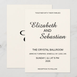 Elegant Minimalist Cream Calligraphy Wedding