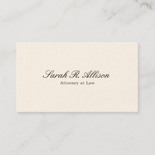 Elegant Minimalist Attorney Cream Colored Business Card Template