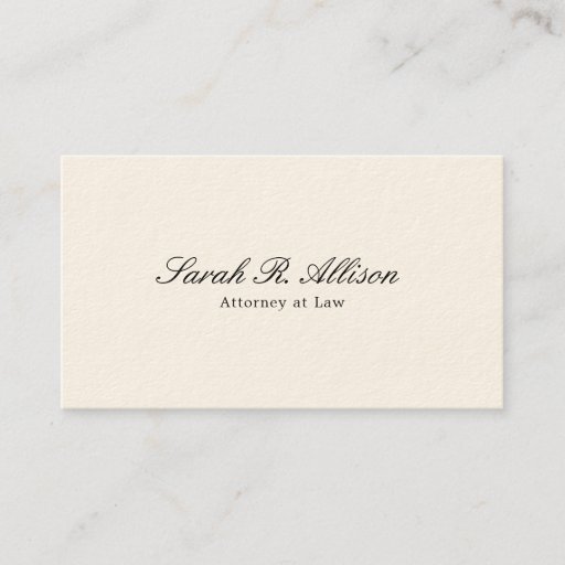 Customizable Elegant Minimalist Attorney Cream Colored Business Card Template