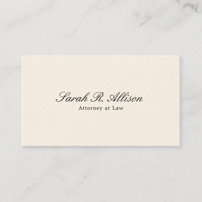 Elegant Minimalist Cream Professional Business Card (Front)