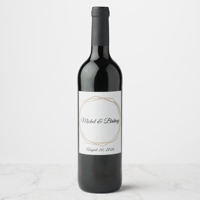 Elegant Minimalist Cream Wedding Wine Label (Front)