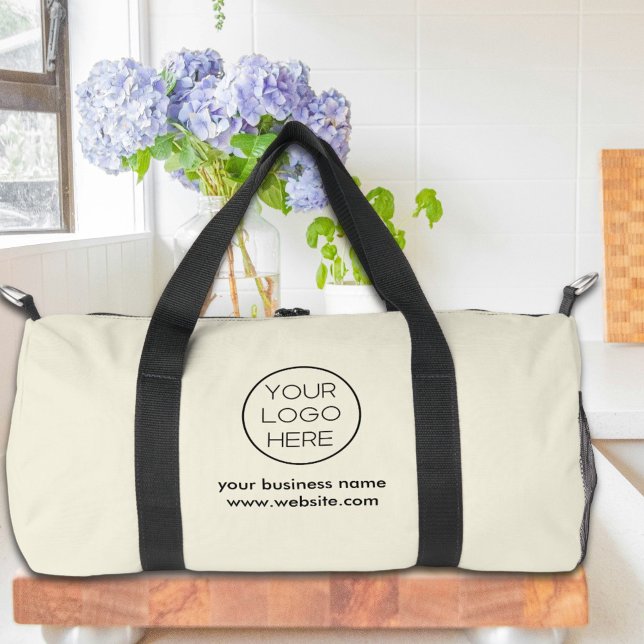 Elegant Minimalist Custom Business Logo | Beige Duffle Bag (Creator Uploaded)