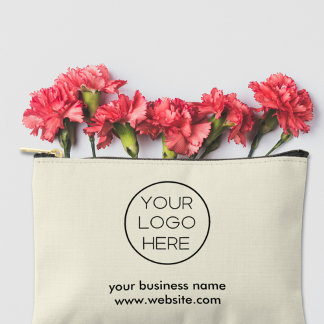 Elegant Minimalist Custom Business Logo | Cream Accessory Pouch