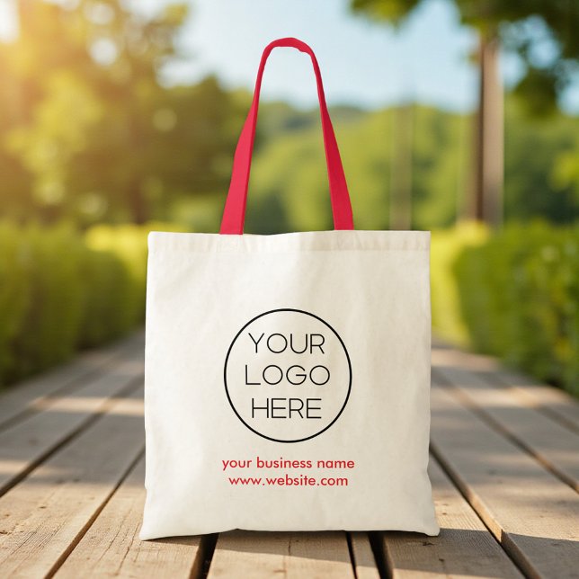 Elegant Minimalist Custom Business Logo Red Tote Bag (Creator Uploaded)