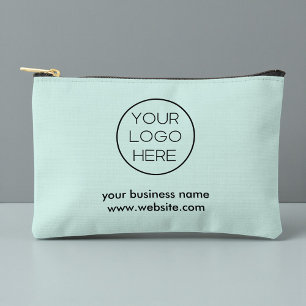 Elegant Minimalist Custom Business Logo   Teal Accessory Pouch