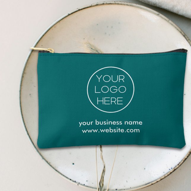 Elegant Minimalist Custom Business Logo | TealBlue Accessory Pouch (Creator Uploaded)
