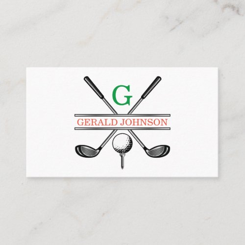 Elegant Minimalist Custom Golf Monogram Business Card