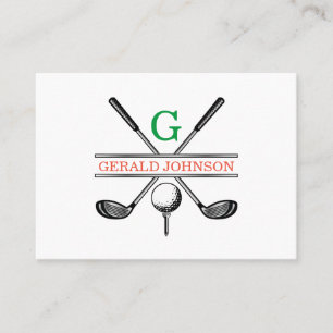 Elegant Minimalist Custom Golf Monogram Business Card