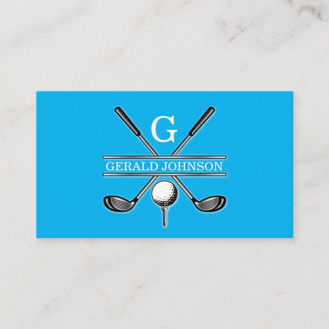 Elegant Minimalist Custom Golf Monogram Business Card (Front)