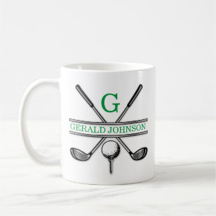 Elegant Minimalist Custom Golf Monogram Frosted Gl Coffee Mug