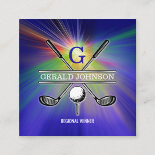 Elegant Minimalist Custom Golf Monogram Square Business Card