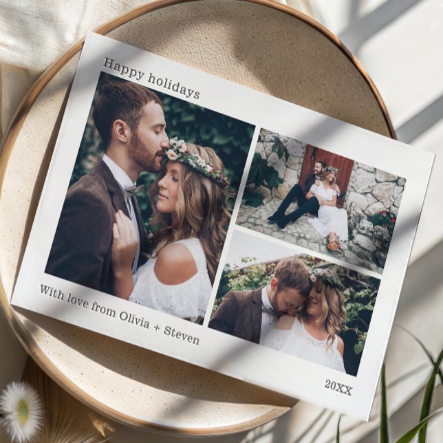 Elegant Minimalist Custom Message Couple's Holiday Letterpress Photo Cards (Creator Uploaded)