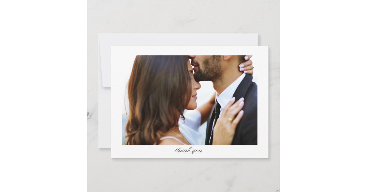 Elegant Minimalist Custom Message Photo Wedding Thank You Card | Zazzle