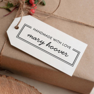 Elegant Minimalist Custom Name Handmade With Love Rubber Stamp