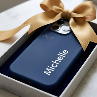 Elegant Minimalist Custom Name Navy Blue Gift iPhone 17 Pro Max Case