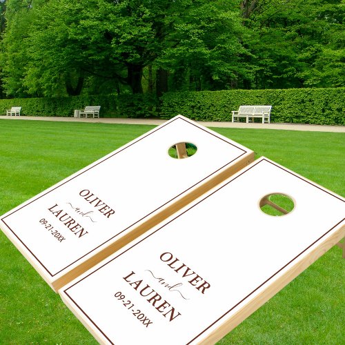 Elegant Minimalist Custom Names Wedding Cornhole Set