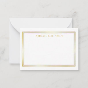 Elegant, minimalist, customizable, gold metallic note card