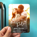 Elegant minimalist cute couple photo save the date magnet<br><div class="desc">Elegant photo for wedding save the date announcement. You can easily replace your photo in save the date magnetic card. The engagement wedding invitation photo card Magnets. Budget event card for memories. Simple and trendy save-the-date engagement card. Want this design on a card, card stock thicker paper? Check out our...</div>