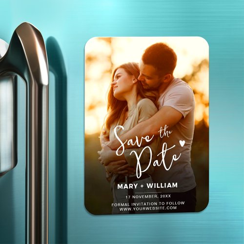 Elegant minimalist cute couple photo save the date magnet