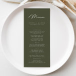 Elegant Minimalist Dark Green Wedding Menu<br><div class="desc">The simplicity of the design allows it to effortlessly complement any wedding theme or decor style, making it a versatile choice for your special day. The crisp typography and sleek design create a modern and sophisticated look, setting the tone for a memorable wedding celebration. Designed to coordinate with for the...</div>