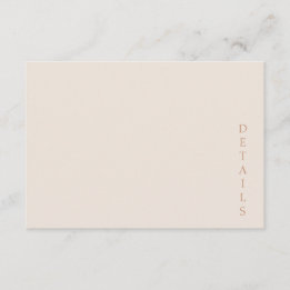 Elegant Minimalist Desert Sand Copper Wedding Enclosure Card