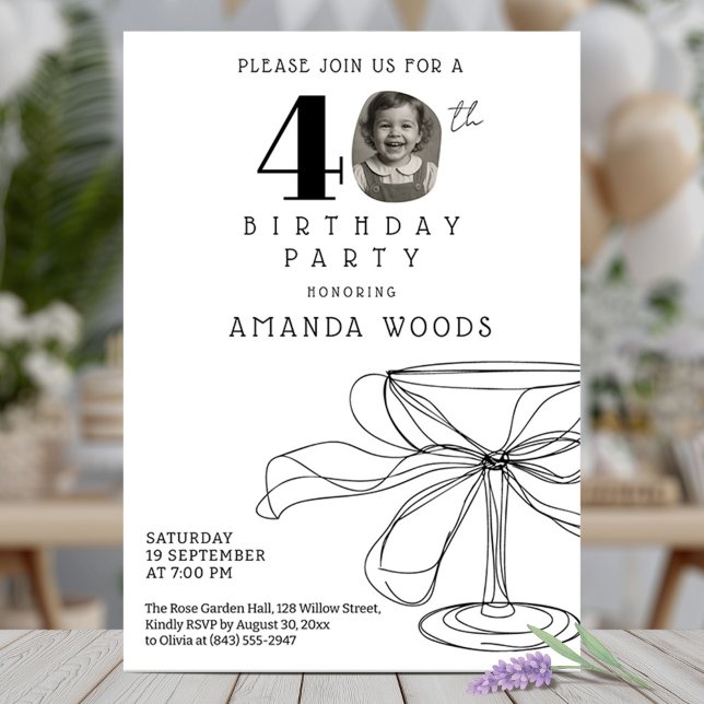 Elegant minimalist design 40th birthday party invitation (Creator Uploaded)