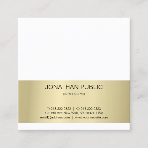 Elegant Minimalist Design Gold Effect Plain Trendy Square Business Card