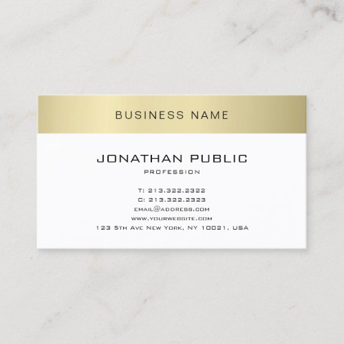 Elegant Minimalist Design Gold Look Plain Trendy Business Card