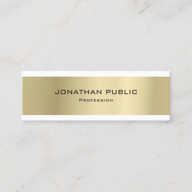 Elegant Minimalist Design Gold Plain Luxury Modern Mini Business Card (Front)