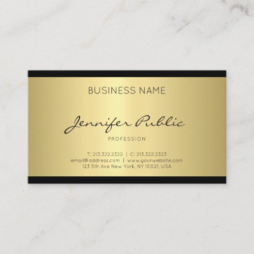 Elegant Minimalist Design Gold Trendy Plain Luxury Business Card