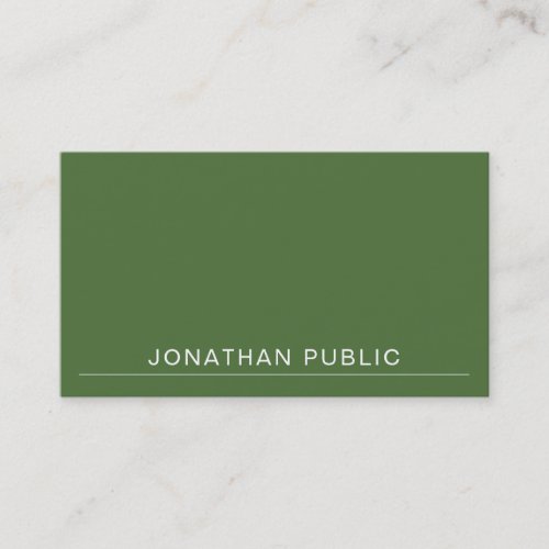 Elegant Minimalist Design Green Plain Trendy Business Card