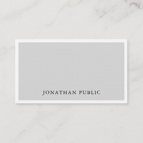 Elegant Minimalist Design Grey White Modern Luxury Business Card