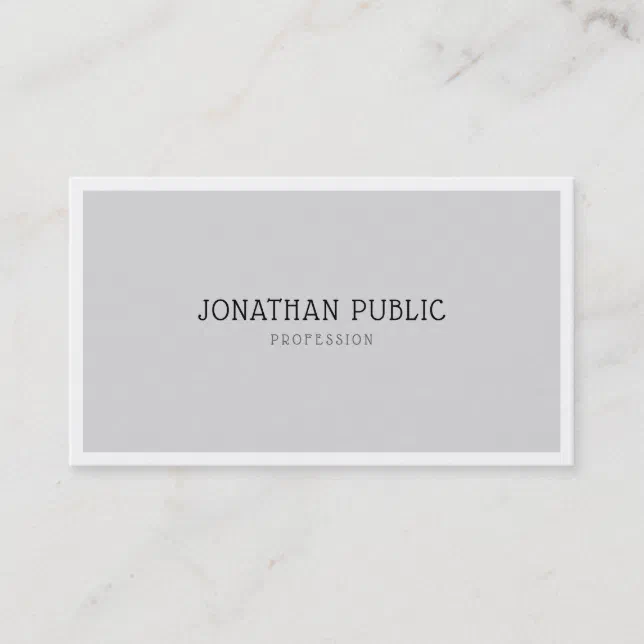 Elegant Minimalist Design Modern Simple Grey White Business Card | Zazzle