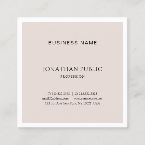 Elegant Minimalist Design Professional Plain Chic Square Business Card