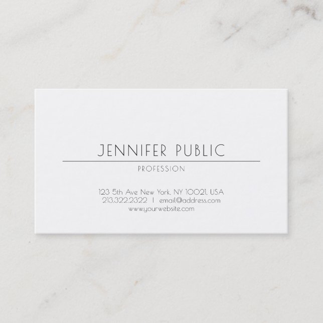 Elegant Minimalist Design Professional Plain Luxe Business Card (Front)