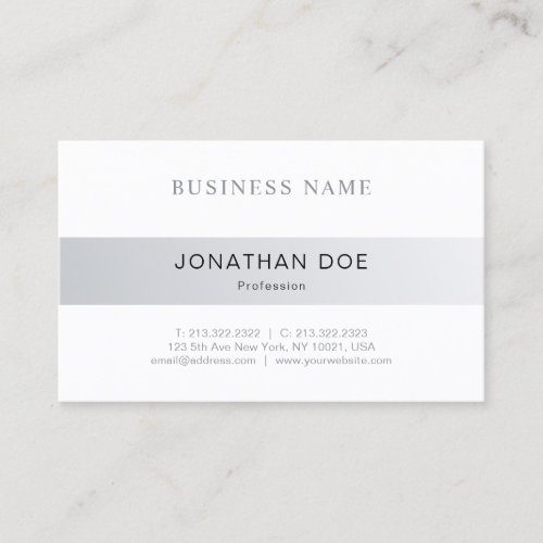 Elegant Minimalist Design Silver Look Plain Trendy Business Card