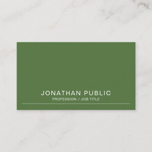 Elegant Minimalist Design Trendy Green Plain Business Card
